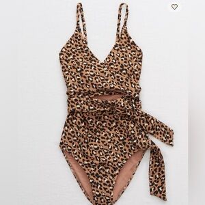 Aerie Leopard Wrap Swimsuit XXL